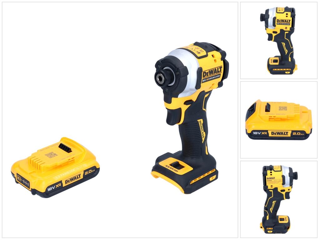 DeWalt DCF 850 N Akku Schlagschrauber 18 V 205 Nm 1/4" Brushless + 1x Akku 2,0 Ah - ohne Ladegerät