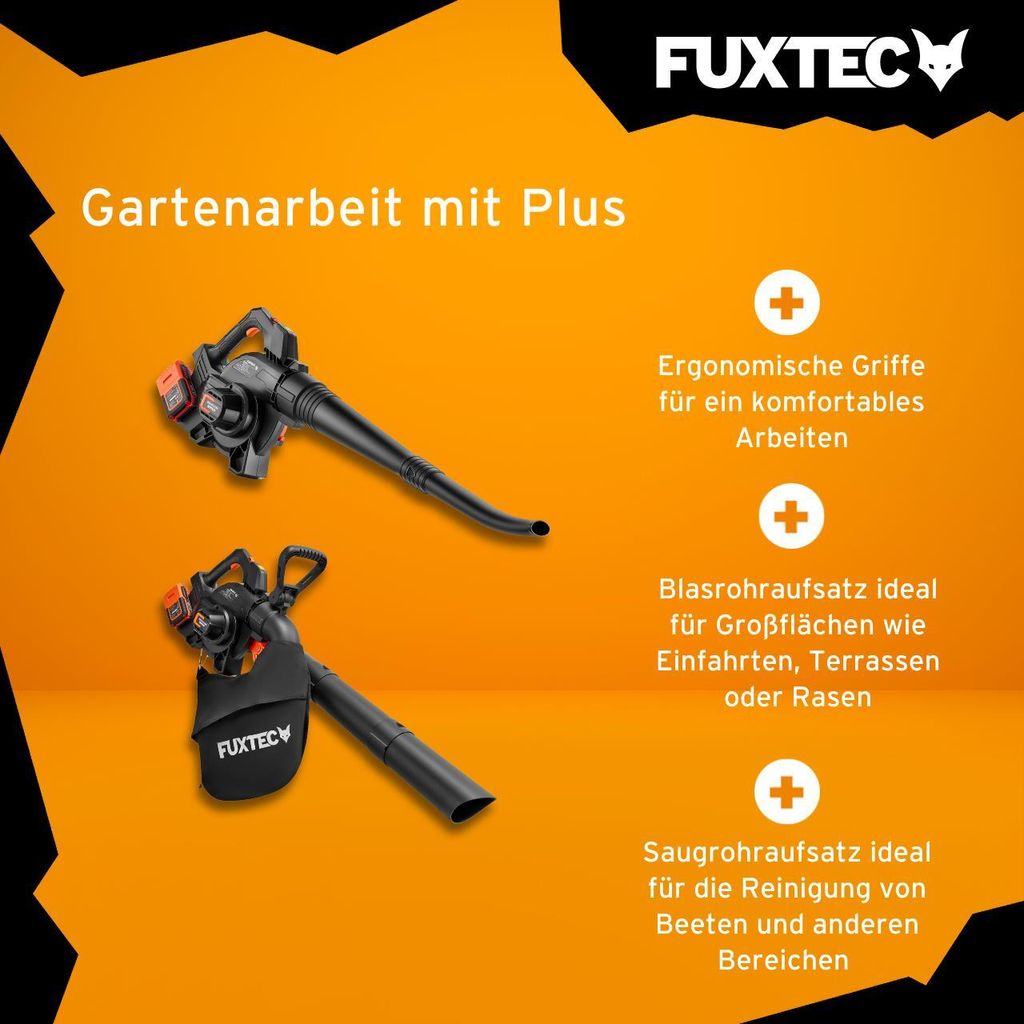 FUXTEC Kit souffleur/aspirateur de feuilles à batterie 40V FX-E2LBSSET - Jardin