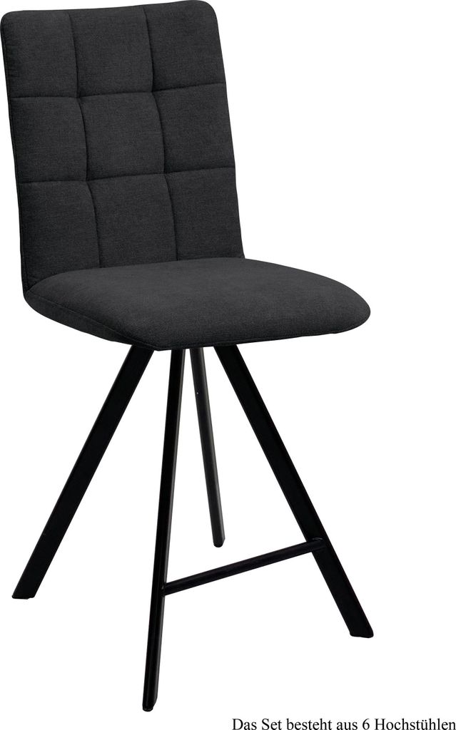 Thekenstuhl (6er-Set) Delcina 47x108x60 Schwarz/Anthrazit
