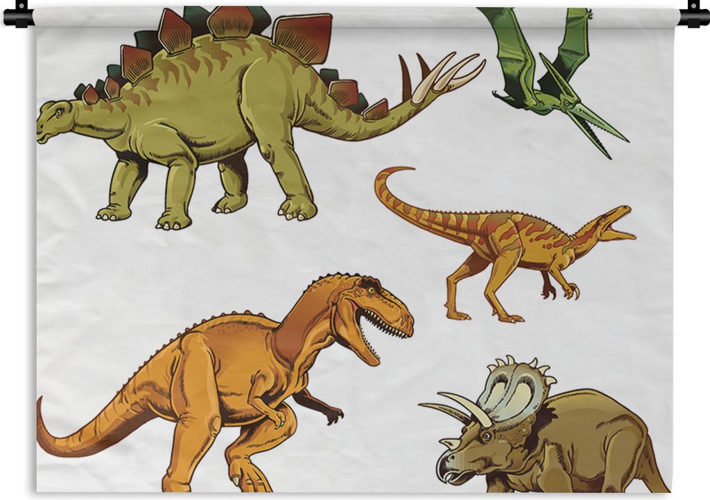 MuchoWow Wandteppich Wandbehang Dinosaurier - Zeichnung - Jungen - Kinder 90x67.5 cm Tapisserie Dekoration Wandtuch - Fototeppich - Wand-Skulpturen
