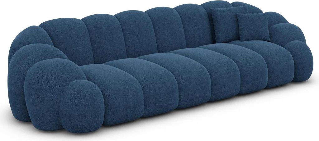 Strukturstoff 4-Sitzer Couch Liora Dunkelblau