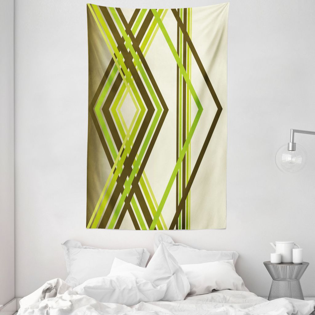 ABAKUHAUS Geometrisch Wandteppich und Tagesdecke, Trippy Diamant-Formen aus Weiches Mikrofaser Stoff Waschbar ohne Verblassen Digitaldruck, 140 x 2...
