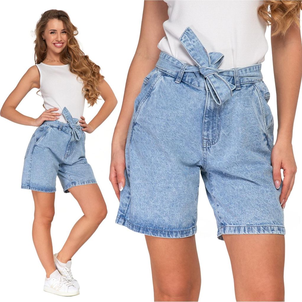 Damen Shorts Jeansshorts mit Gürtel High Waist MORAJ M Produktbild 