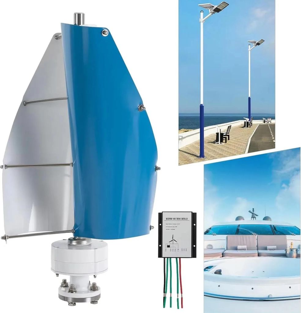 Windgenerator Komplettset - Vertikalachse 1 kW 12 V - Mit Produktbild 