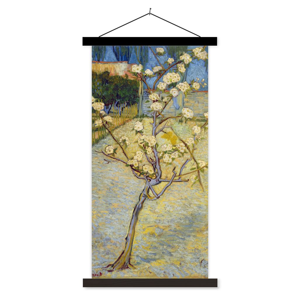 MuchoWow Textilposter Blühender Birnbaum - Vincent van Gogh 60x120 cm mit schwarzem Rahmen - Magnete