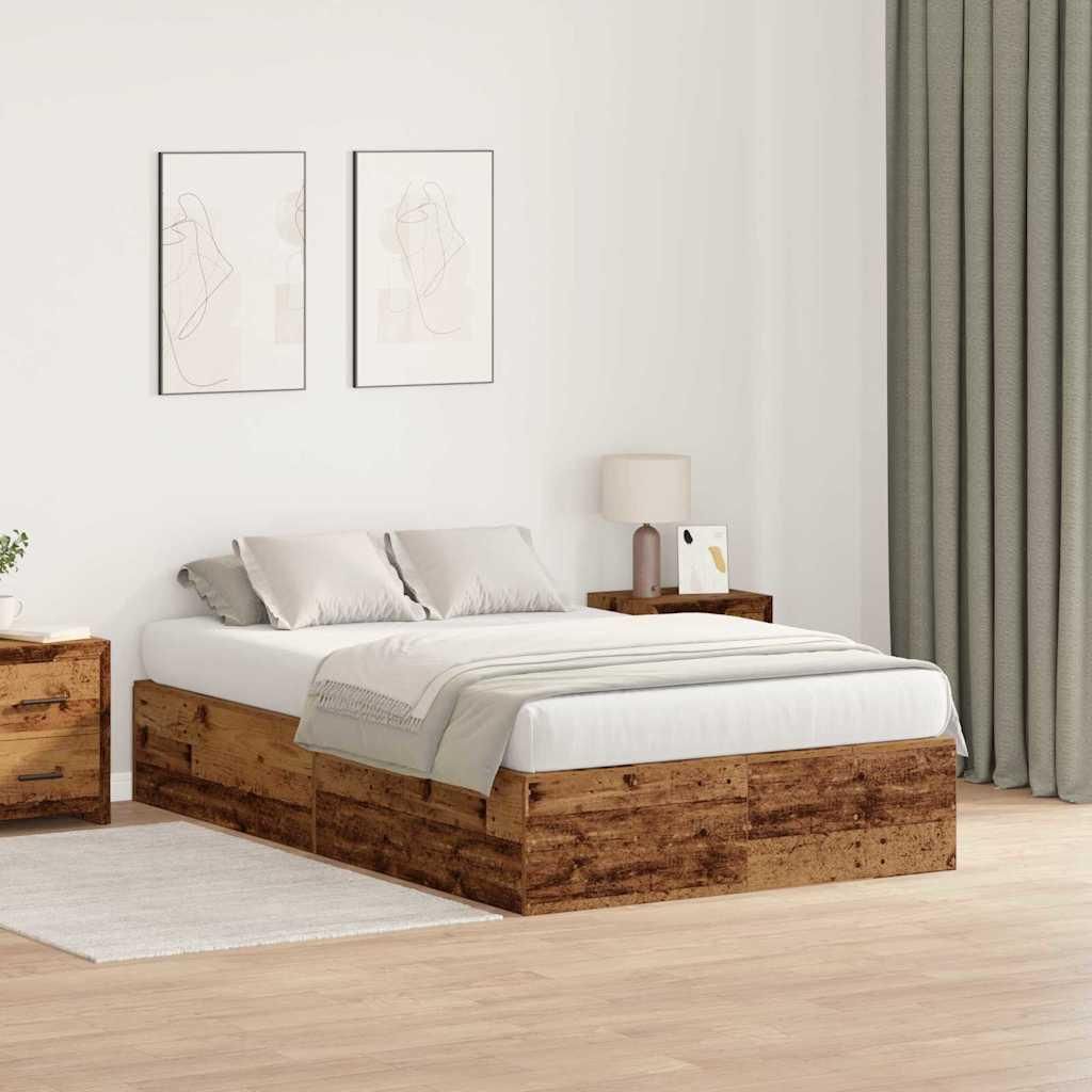 "Rabatt" Aufbewahrungsbett - moderne Stauraum-Bettgestell - Altholz 120x200 cm Holzwerkstoff - Klassische Betten CC12343