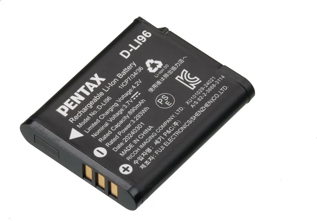Batterie Rechargeable Pentax D-LI96 de Remplacement pour Optio