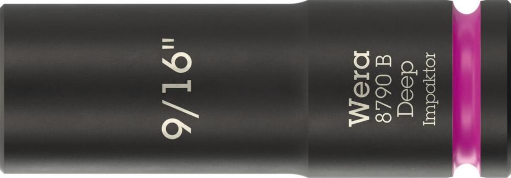 Wera 8790 B Impaktor Deep Steckschlüsseleinsatz mit 3/8 zoll-Antrieb, 9/16 zoll x 63 mm