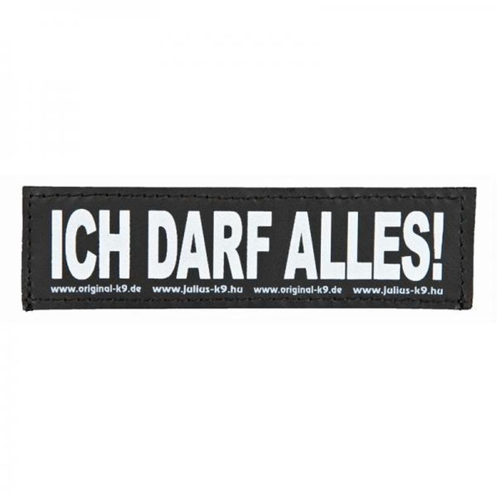 Julius-K9 ICH DARF ALLES!, PET-Kabelstrang mit Klettaufsatz, Hund, Schwarz, Weiß, IDC Longwalk Y-Geschirr Alle Größen IDC Powergeschirr Bab...