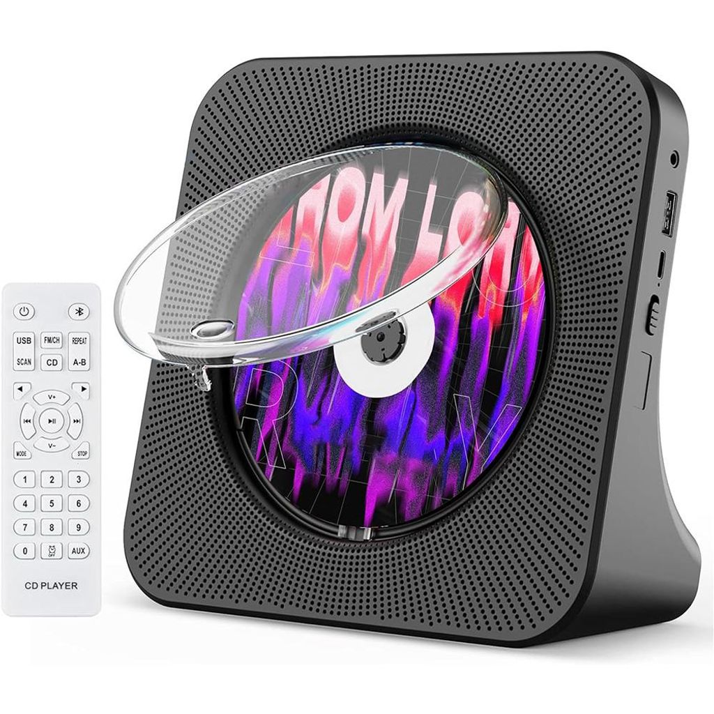 Bluetooth-CD-Player CD-Player mit 2 HIFI Lautsprechern Desktop-CD-Player FM-Radio AUX-Wiedergabe Tragbarer Bluetooth CD-Player with Remote Control
