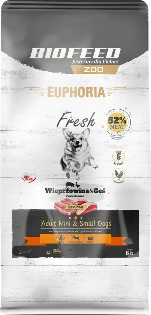 BIOFEED Euphoria Croquettes pour Digestion Sensible Petit Chien Porc 8 kg