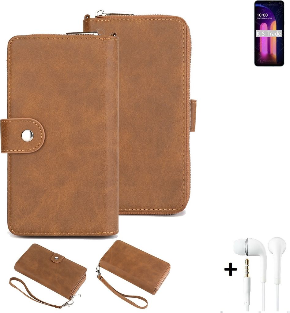 K-S-Trade 2in1 Handyhülle kompatibel mit LG Electronics V60 ThinQ + Kopfhörer Schutzhülle & Portemonnee Schutzhülle Tasche Handytasche Case Etui