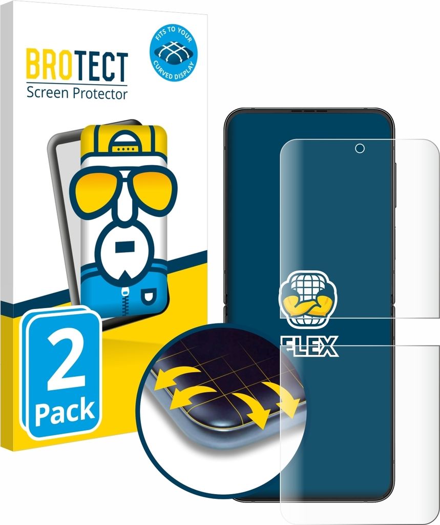 2x BROTECT Fullscreen Schutzfolie für Samsung Galaxy Z Flip 4 Displayschutz Folie Fullcover Klar Transparent