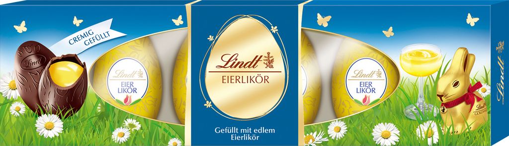 Lindt Schokoeier Eierlikör cremig gefüllt mit edlem Produktbild 