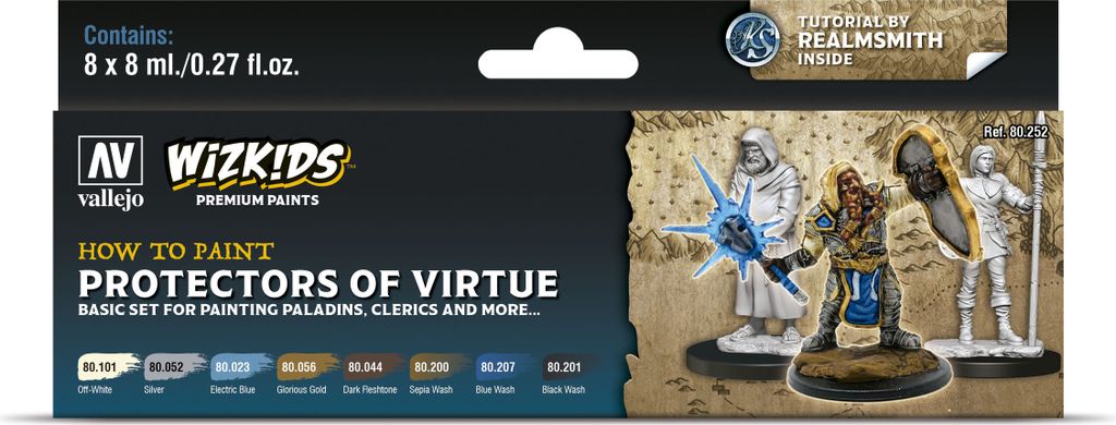 Vallejo Beschützer der Tugend 80252 8x 8ml WizKids Premium Airbrush Farben Fantasie-Miniaturen