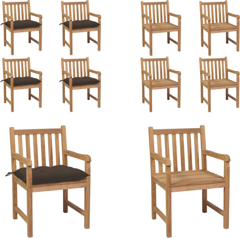 vidaXL Gartenstühle 4 Stk. mit Taupe Kissen Massivholz Teak - Gartenstuhl - Gartenstühle - Gartensessel - Holzstuhl