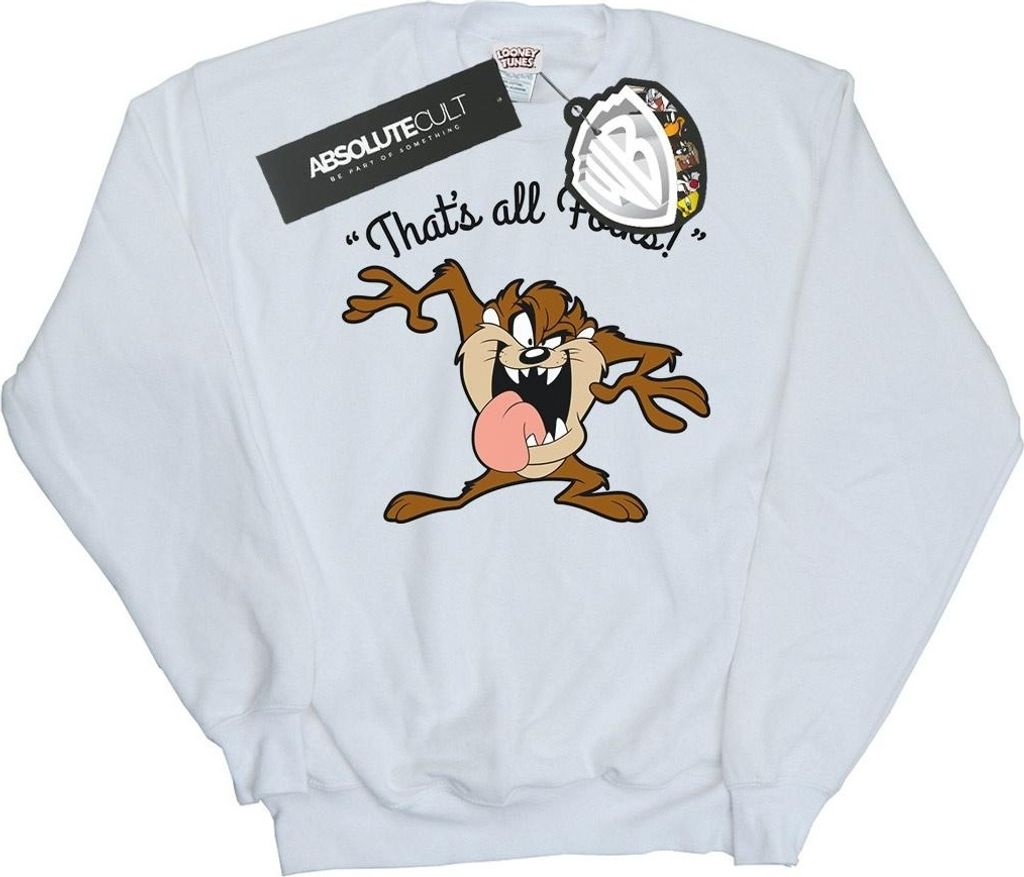 Looney Tunes - "That ́s All Folks" Sweatshirt für Herren BI2105 (L) (Weiß)
