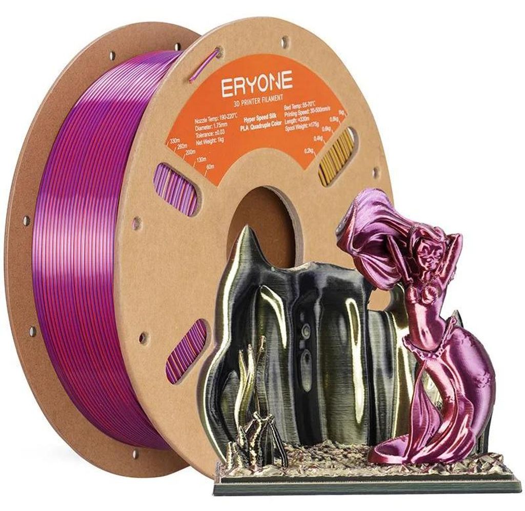 Silk PLA Filament - 3D-Drucker Filament - Hyper Speed - Vierfarb Coextrusion - Seidenglänzend - Schneller Druck - Twilight Glow 1kg