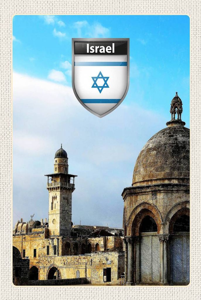 vianmo Holzschild 18x12 cm Israel Stadt Bildmotiv Reisemotiv Abenteuer Reisen