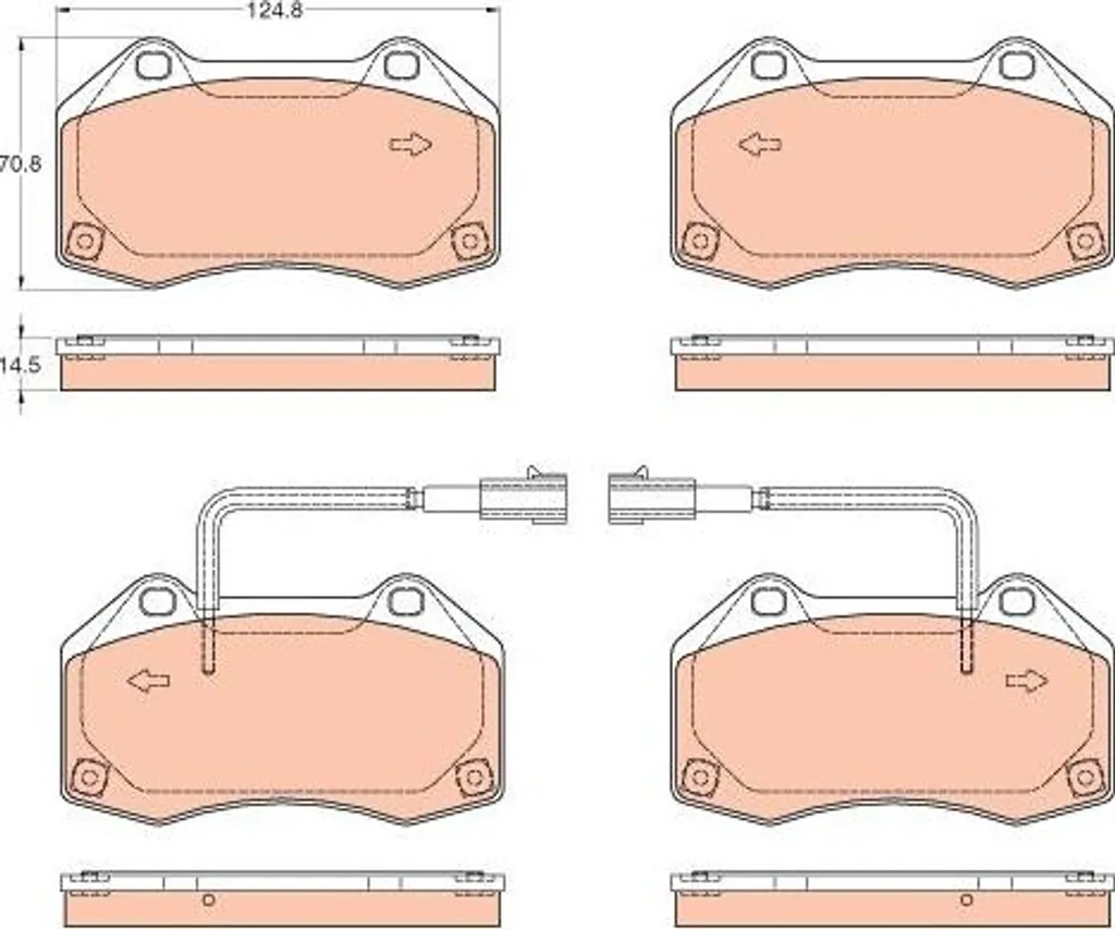 Plaquettes TRW GDB2049 haute friction Alfa 4C remplace 77367517
