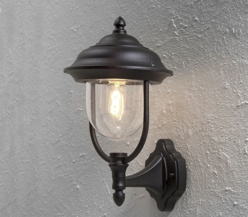 LED Außenwandleuchte Landhausstil Laterne für draußen, Fassadenleuchten, Schwarz