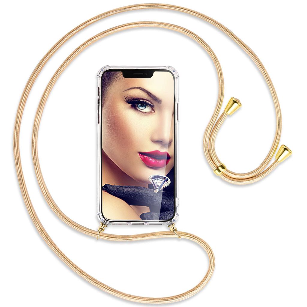 Handykette Backcover-Schutzhülle mit Band (Metall goldfarben) für Xiaomi Xiaomi Redmi Note 14 Pro 4G - Goldkordel