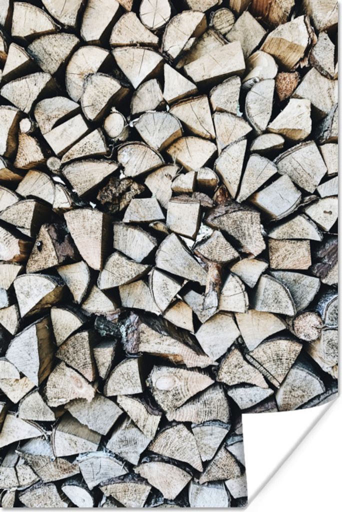 MuchoWow Poster Holz - Kamin - Winter 80x120 cm - Papierdruck