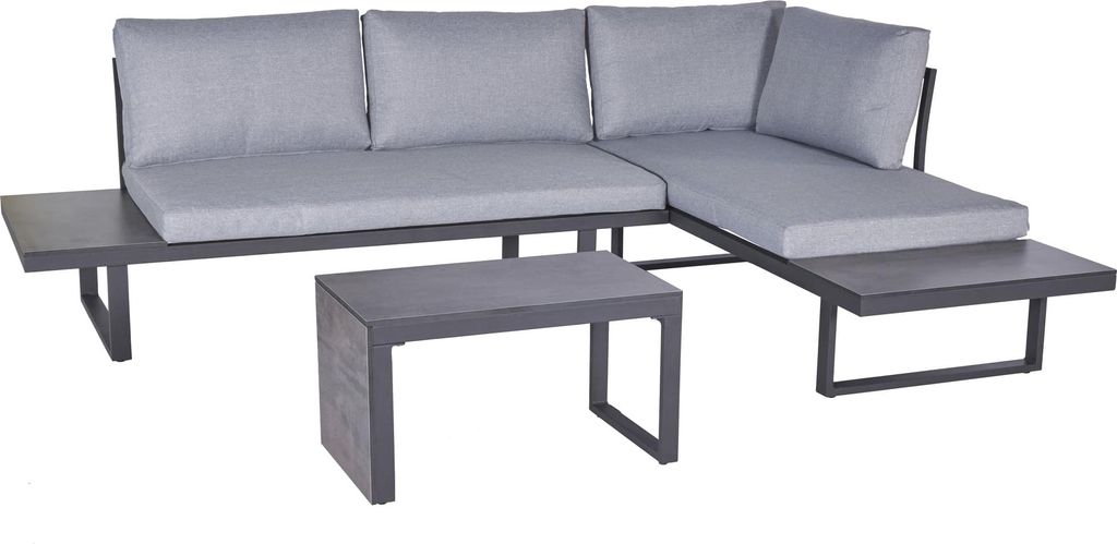 LC Garden »Sungardo« Gartenlounge Set 3tlg. anthrazit Aluminium/HPL Loungeset Balkonset
