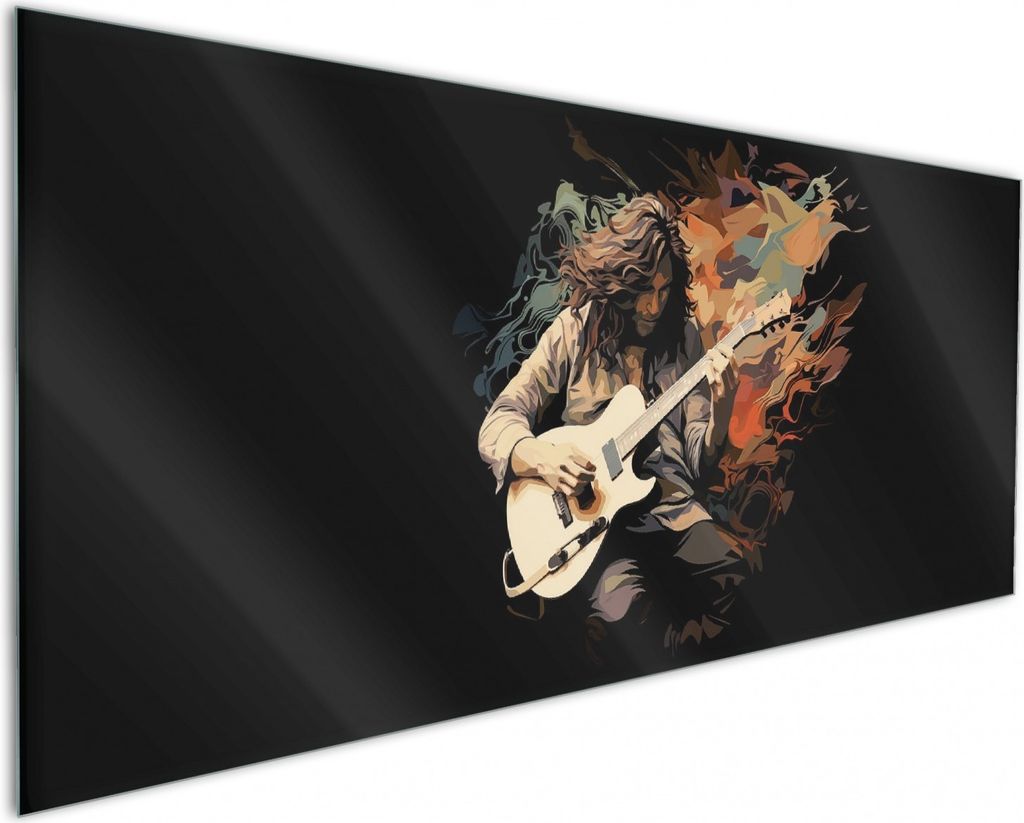 Wallario Küchenrückwand aus Glas, Größe: 125 x 50 cm, Motiv: Gitarrensolo | Spritzschutz | abwischbar | pflegeleicht | in