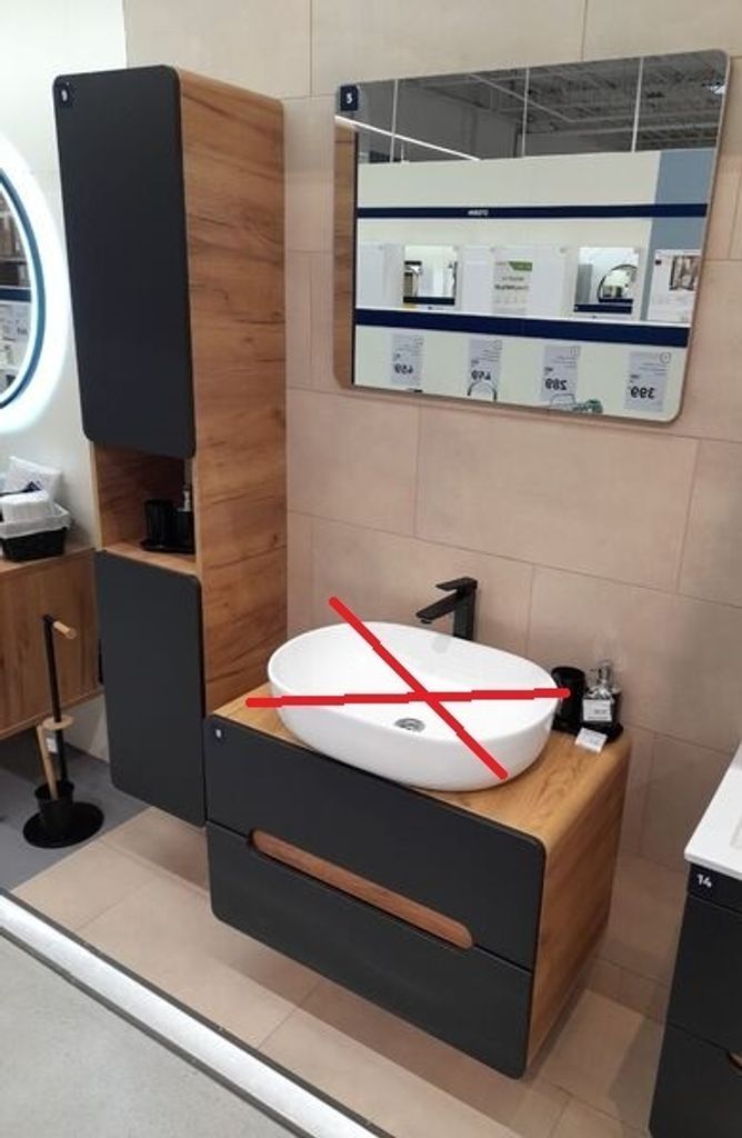 Hängeschrank Aruba Cosmos 35cm - Moderner Badezimmerschrank In Mattschwarz