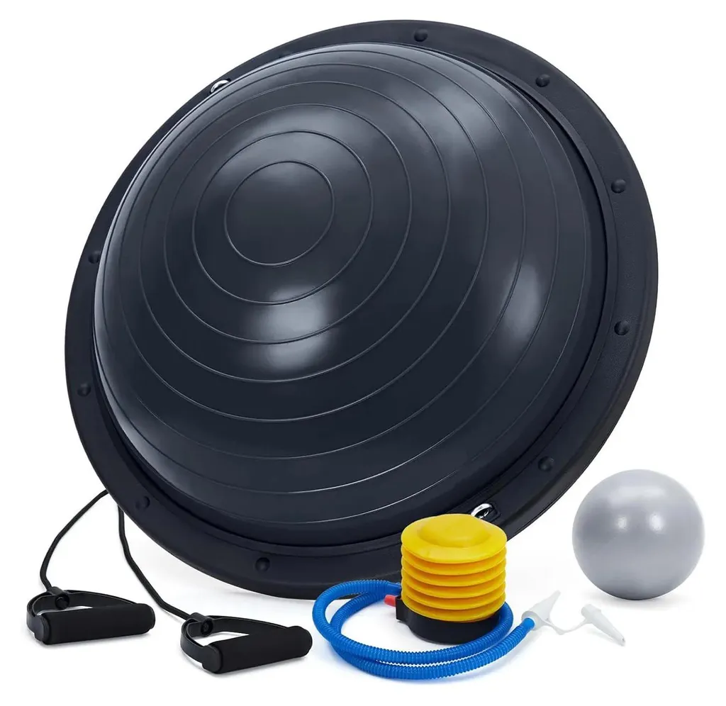 Ballon fitness anti-crevaison noir, charge 725 kg pour mal de dos