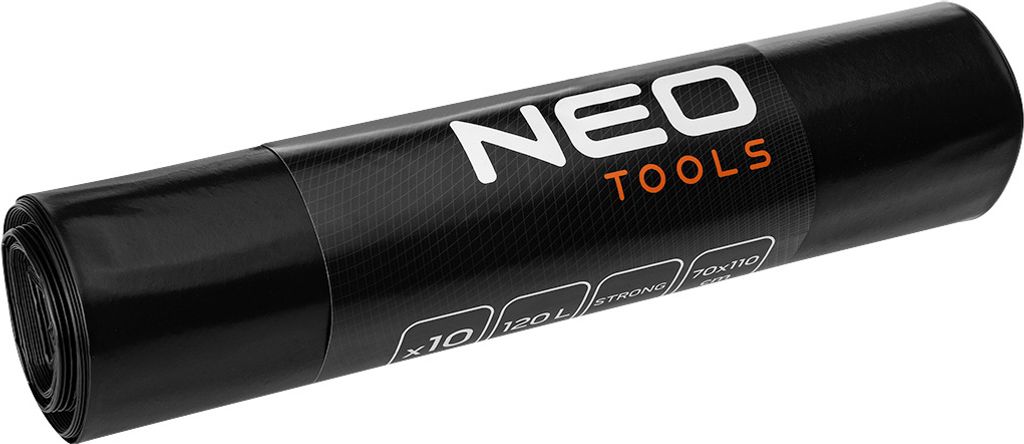 NEO TOOLS Schwerlast Müllsäcke - 10er Rolle - extrem reißfest - 700 x 1100 mm - Robuste Bauabfallsäcke 120-140 l