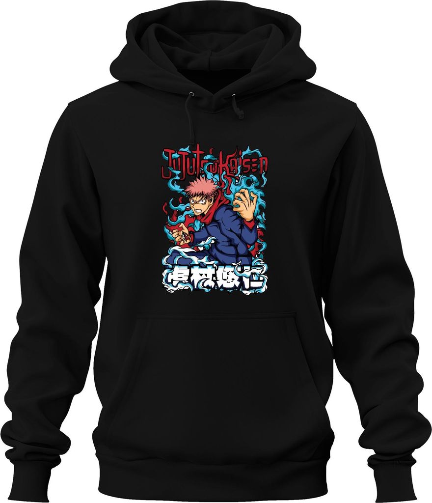 Jujutsu Kaisen Yuji Itadori Anime Manga Fan Geschenk Action Uni Hoodie Kapuzenpullover, Schwarz, L