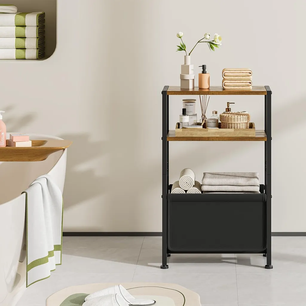 Table d'appoint étroite en bois avec rangement, table de salon stable 65cm