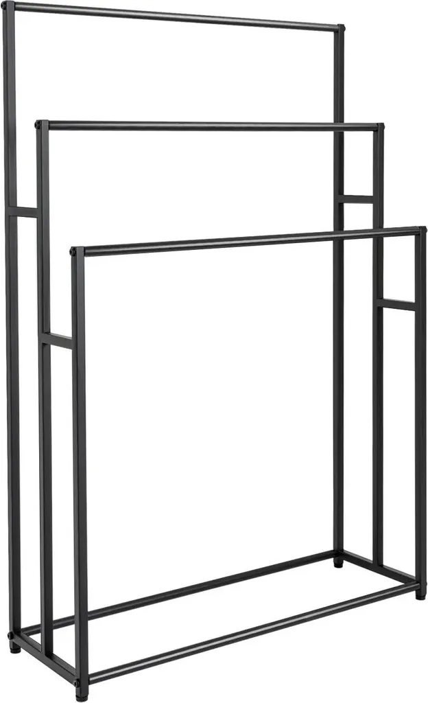 Portasciugamani 3 Ripiani Ghisa Nero - Piantana Bagno Salvaspazio 25kg