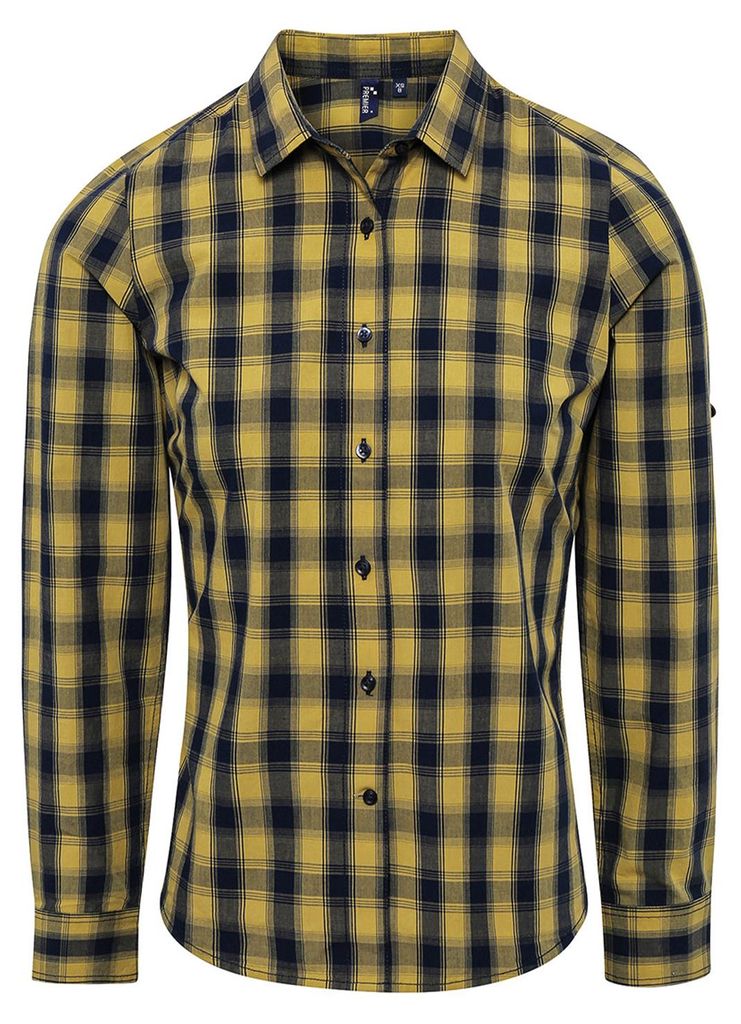 Premier - "Mulligan" Hemd für Damen Langärmlig LT2712 (XXL) (Camel/Marineblau)