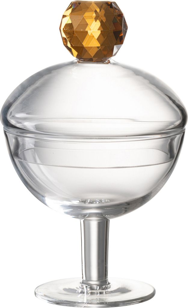 J-Line Vorrattopf Diamant Kristall Glas Transparent/Hell Orange Small