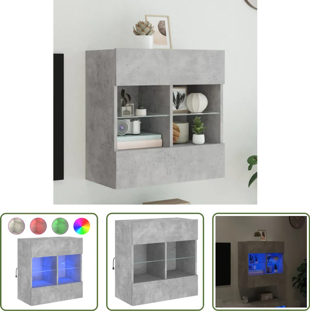 Meuble TV mural pour petit salon avec rangement et lumière LED