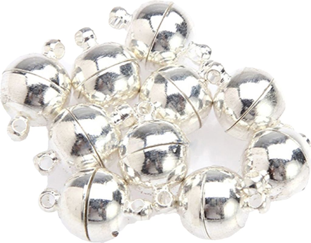 10 Stück 6 mm/8 mm runde Kugel-Magnetverschlüsse zum Selbermachen, alle passenden Halsketten-Werkzeuge-Versilbert,8mm