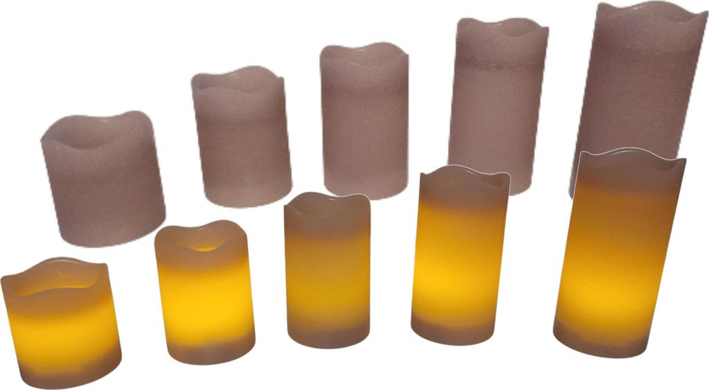 10er Set LED Echtwachskerzen Rosé mit Timer,Batterien vers. Größen