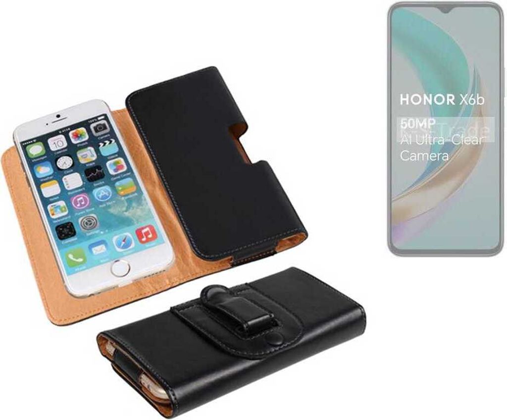 K-S-Trade Schützhülle Handyhülle kompatibel mit Honor X6b Holster Gürtel Tasche Schutzhülle Handy-Tasche Smartphone Case Seitentasche schwarz 1x