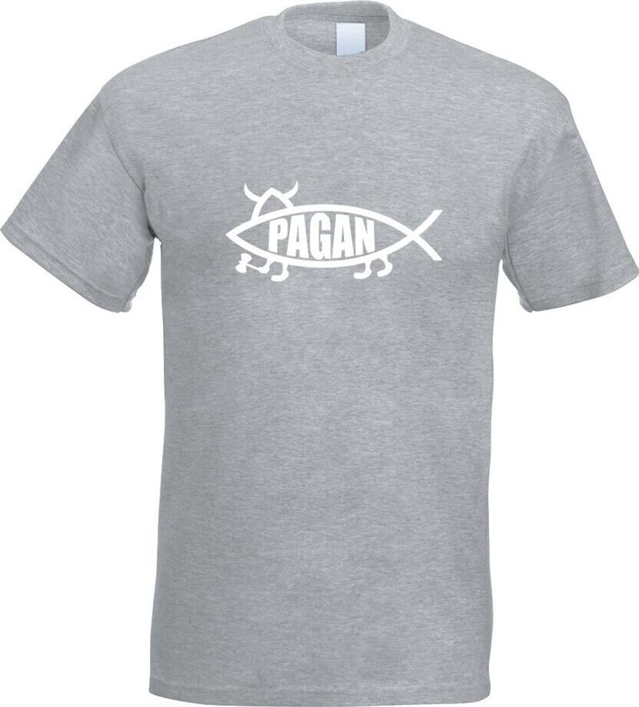 Kiwistar - T-Shirt - Graumeliert - Pagan Fisch Motiv Bedruckt Funshirt Design Print - mit Motiv Bedruckt - Funshirt Design - Sport - Freizeit - Her...