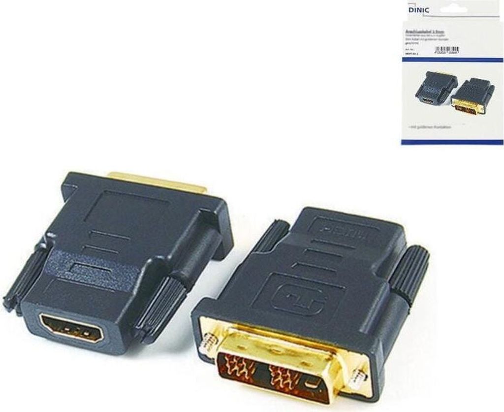 DINIC Adapter HDMI auf DVI Stecker, vergoldete Kontakte, Schwarz