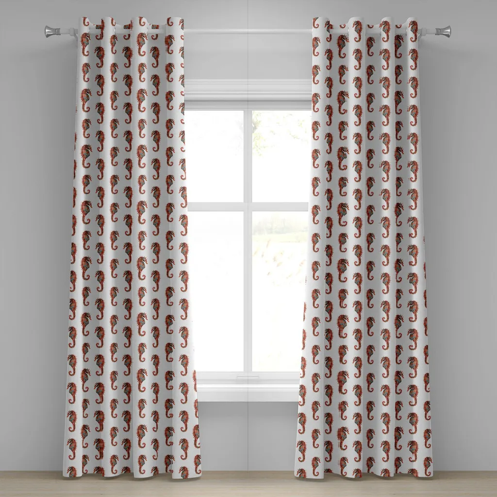 Rideau salon animal marin pour décoration moderne panneaux 280 x 175 cm