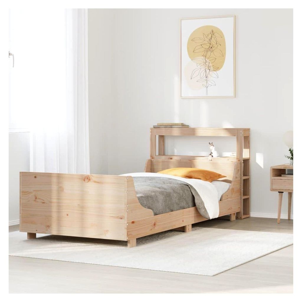 Bettgestell ohne Matratze, 75x190 cm, kleines Einzelbett, Massivholz, Kiefer