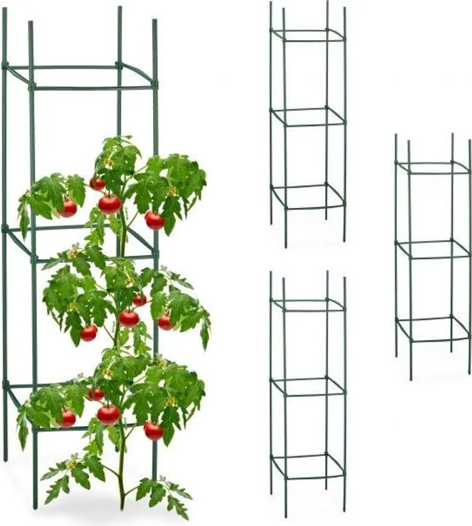 Support tuteur pour tomates et fleurs de 120 cm - Lot de 4 pièces