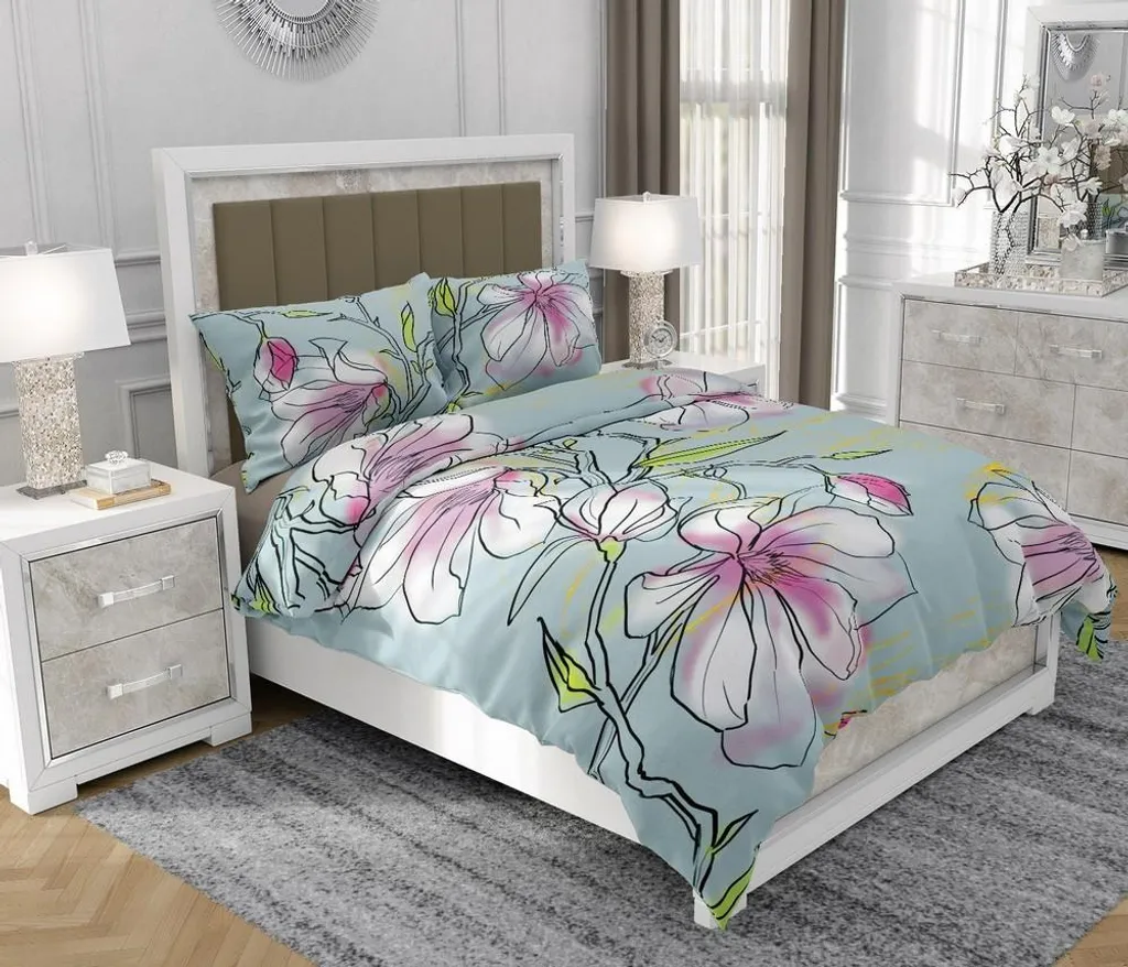 Biancheria da letto 140x200 cm + 2x70x80 cm, set 3 pezzi, 100% cotone, cerniera, multicolore - SOVIO | So.0298