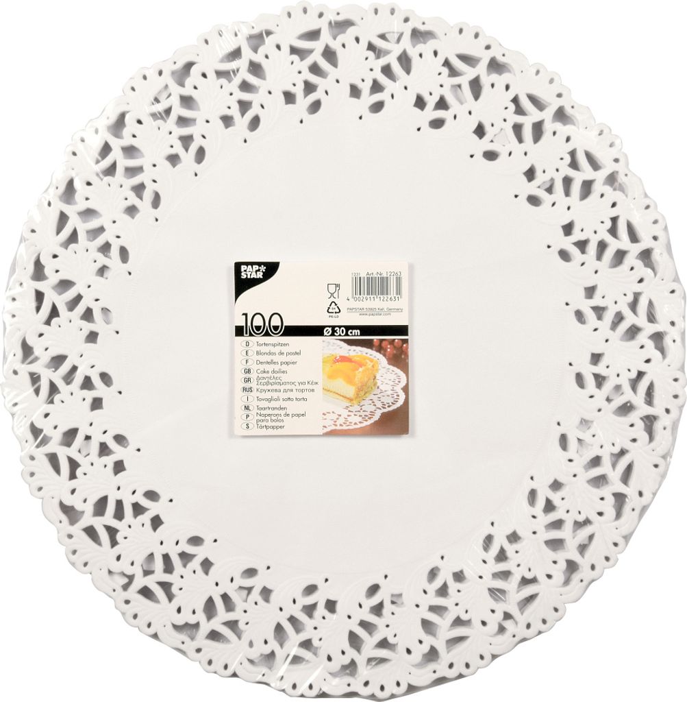 Papstar punte per dolci bianche rotonde 30cm 100 pezzi Immagine del prodotto 