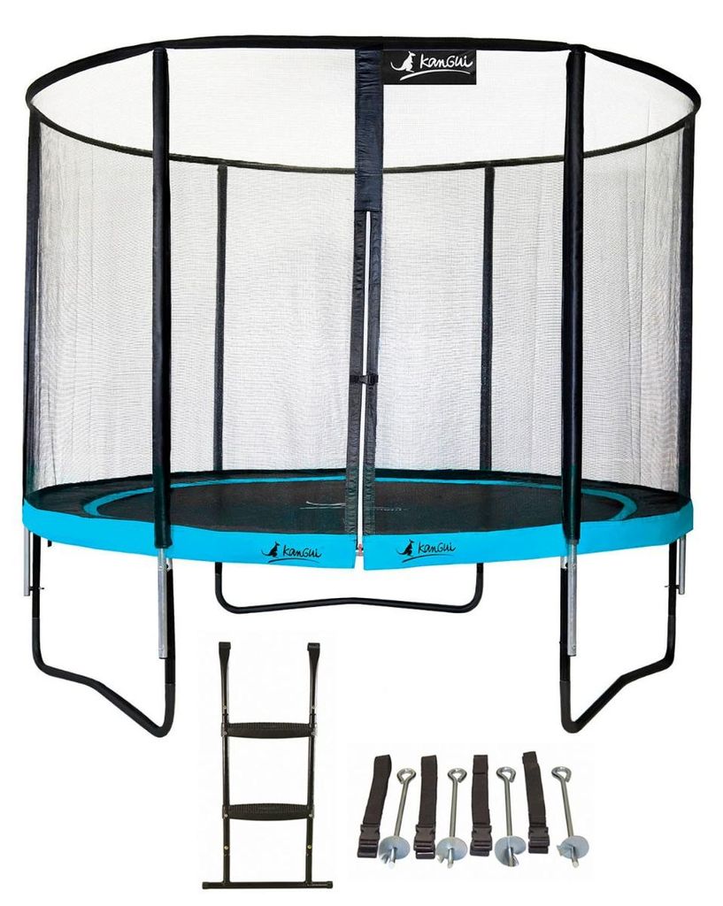 KANGUI - Trampolin Ø 300cm + Sicherheitsnetz + Leiter + Verankerungsset - PUNCHI 300