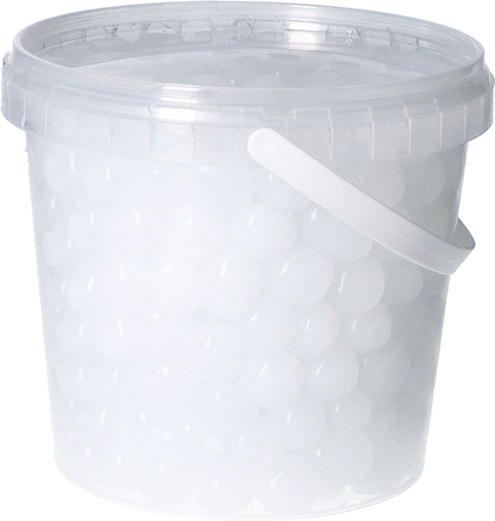 trendfinding 1 Liter Eimer Aqualinos Hydroperlen, Größe 1,5 bis 2,5 cm, Weiß